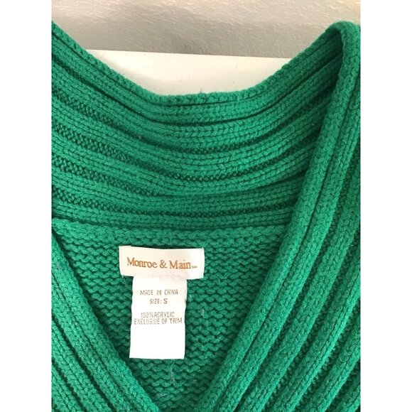 MONROE & MAIN- WOMENS KNIT LONG SLEEVE GREEN V-NECK SWEATER SIZE SMALL - Picture 3 of 6